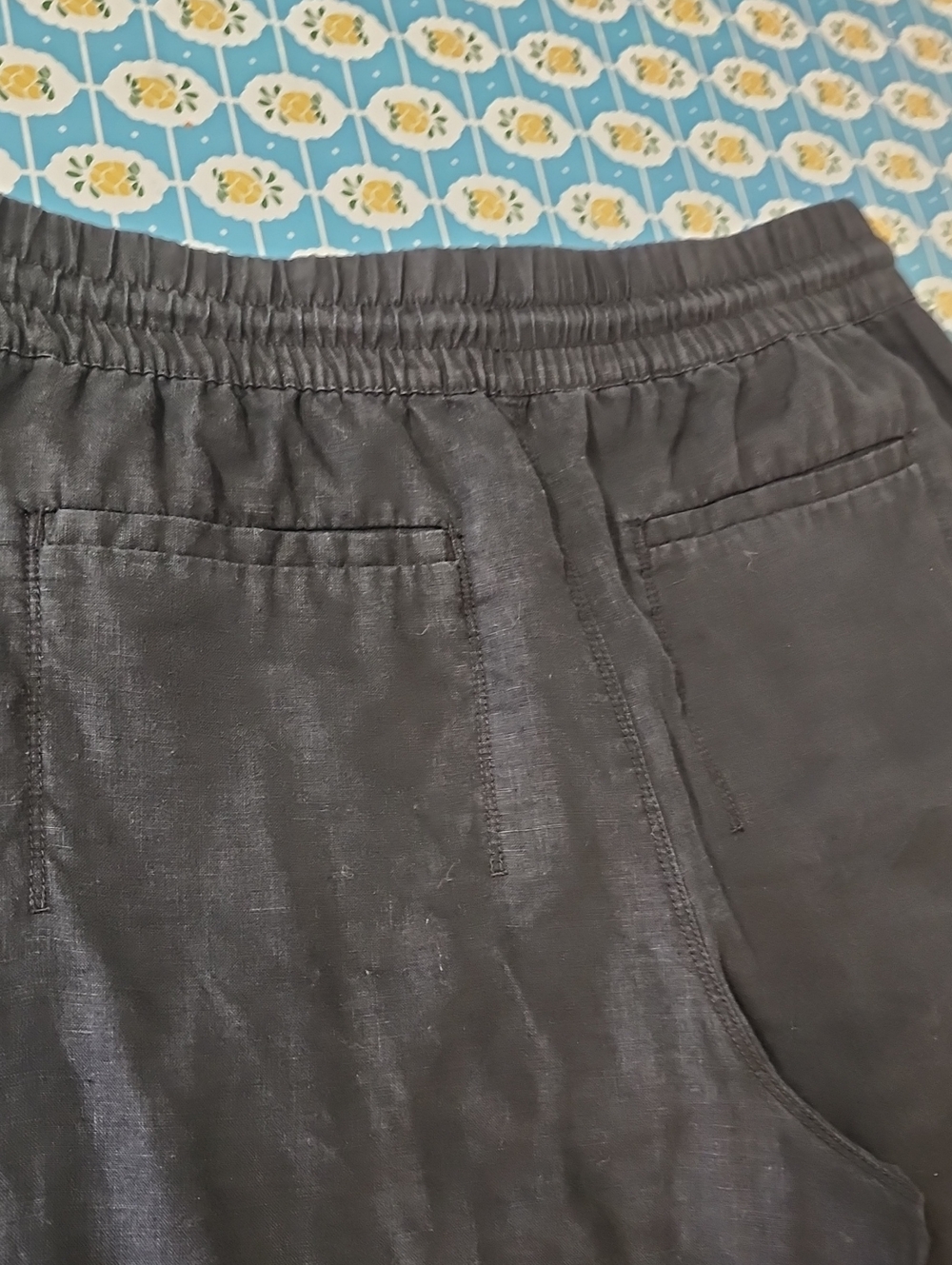 Athleta Retreat 100% Linen High Rise Wide Leg Pants Size XL Black Pockets - Picture 10 of 10